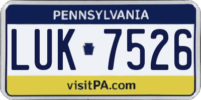 PA license plate LUK7526