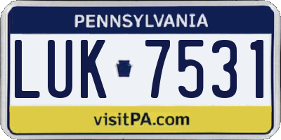 PA license plate LUK7531