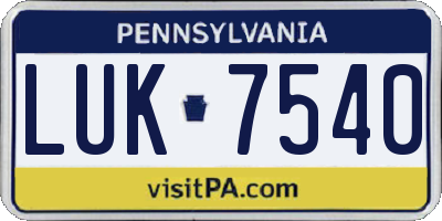 PA license plate LUK7540