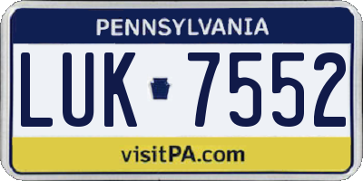 PA license plate LUK7552