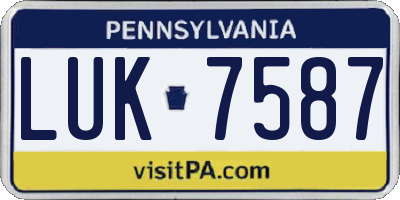 PA license plate LUK7587