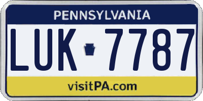 PA license plate LUK7787