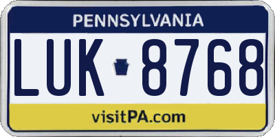 PA license plate LUK8768