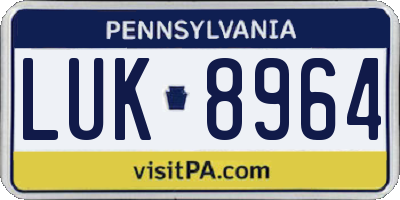 PA license plate LUK8964