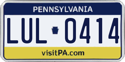 PA license plate LUL0414