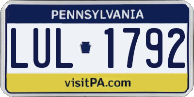 PA license plate LUL1792