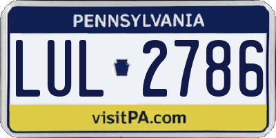 PA license plate LUL2786