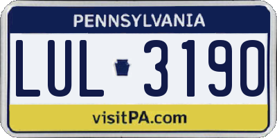PA license plate LUL3190