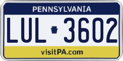 PA license plate LUL3602