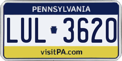 PA license plate LUL3620
