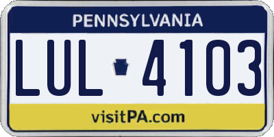 PA license plate LUL4103