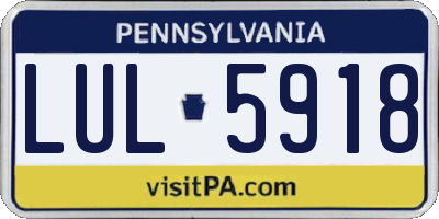 PA license plate LUL5918