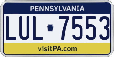 PA license plate LUL7553