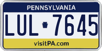 PA license plate LUL7645