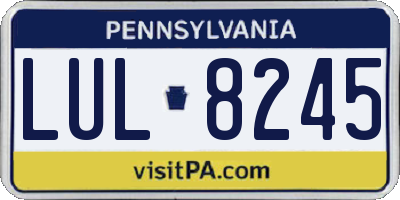 PA license plate LUL8245
