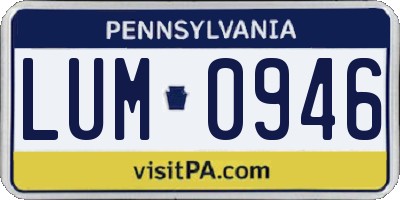 PA license plate LUM0946