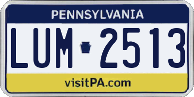 PA license plate LUM2513