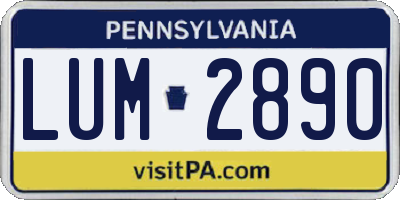 PA license plate LUM2890