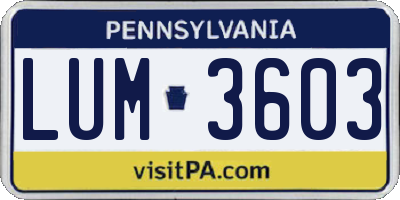 PA license plate LUM3603