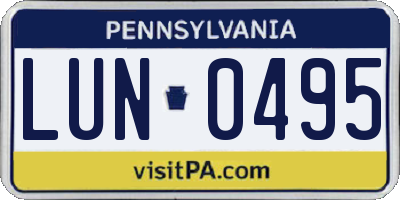 PA license plate LUN0495