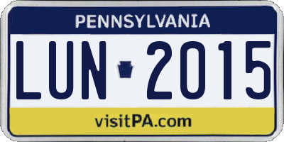 PA license plate LUN2015