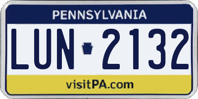 PA license plate LUN2132