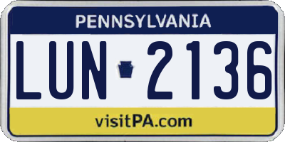 PA license plate LUN2136