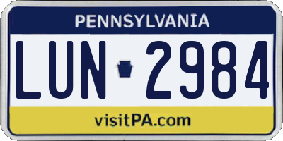 PA license plate LUN2984