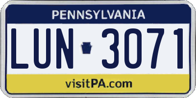 PA license plate LUN3071