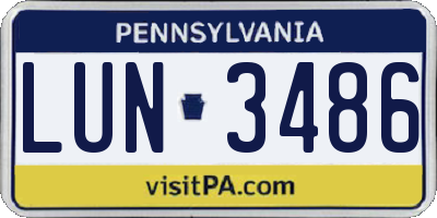 PA license plate LUN3486