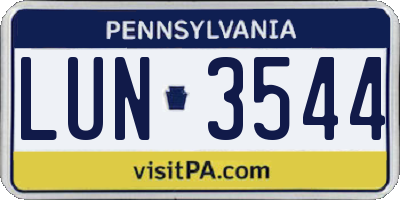 PA license plate LUN3544