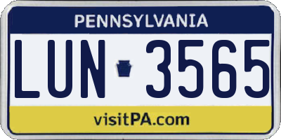 PA license plate LUN3565