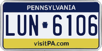 PA license plate LUN6106