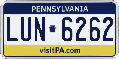 PA license plate LUN6262