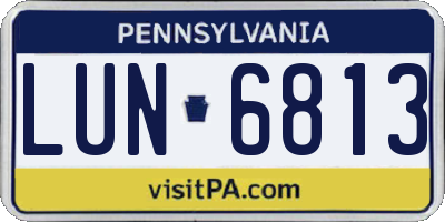 PA license plate LUN6813