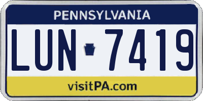 PA license plate LUN7419