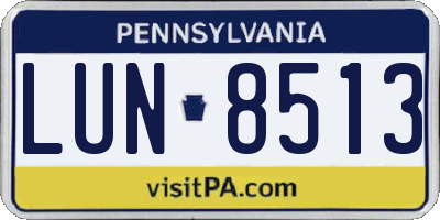 PA license plate LUN8513