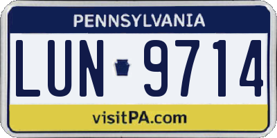 PA license plate LUN9714