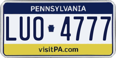 PA license plate LUO4777