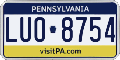 PA license plate LUO8754
