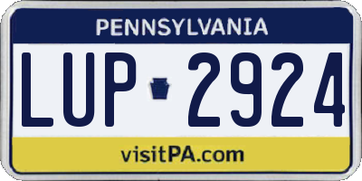 PA license plate LUP2924