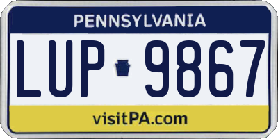 PA license plate LUP9867