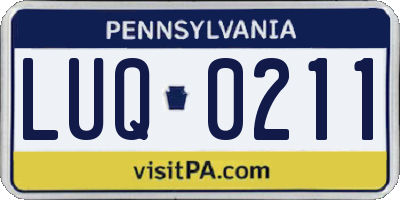 PA license plate LUQ0211