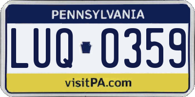PA license plate LUQ0359