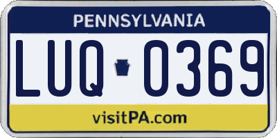 PA license plate LUQ0369