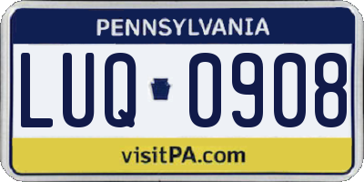 PA license plate LUQ0908
