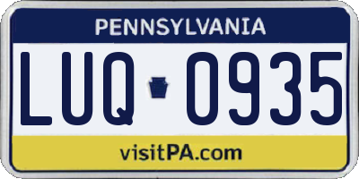 PA license plate LUQ0935