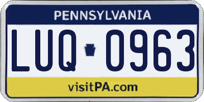 PA license plate LUQ0963