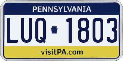 PA license plate LUQ1803