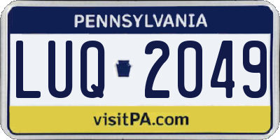 PA license plate LUQ2049
